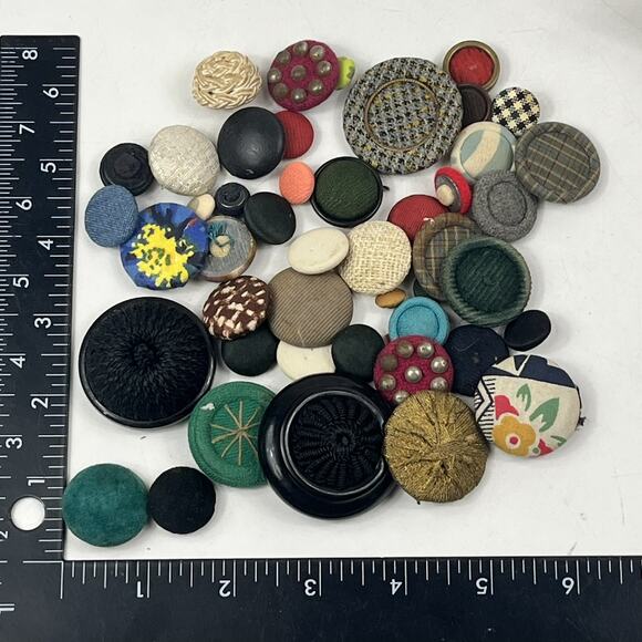Unbranded Other - Vintage Button Lot Mixed Assorted Fabric Covered Studded Sewing Crafts 4.2 oz